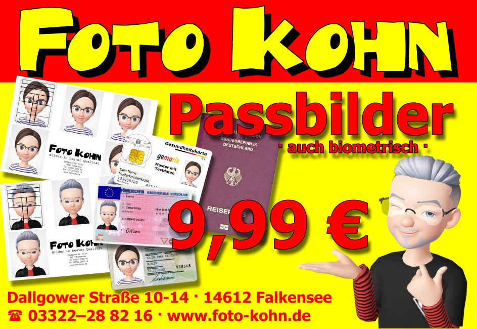 Ab 1. Oktober 2021 – Passbilder 9,99 €